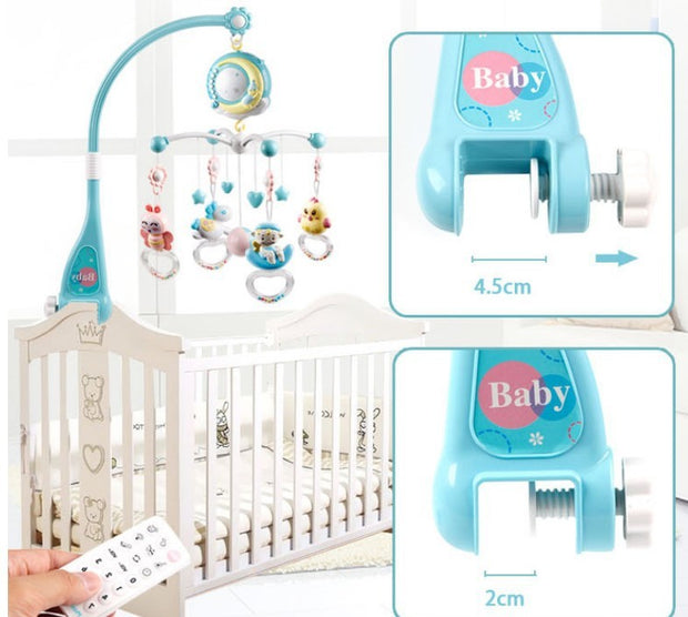 Remote-Control Baby Crib Mobile 🌙🎵 – Rotating Musical Cot Toy with Lights & Projector
