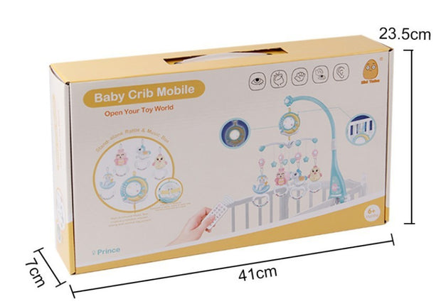 Remote-Control Baby Crib Mobile 🌙🎵 – Rotating Musical Cot Toy with Lights & Projector