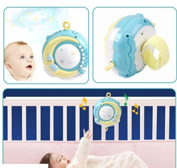 Remote-Control Baby Crib Mobile 🌙🎵 – Rotating Musical Cot Toy with Lights & Projector